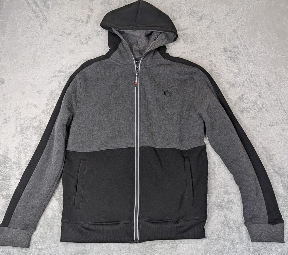 Akademiks Men's Zip Up Grey/Black Hoodie Sweatshirt Fleece Lined Size M